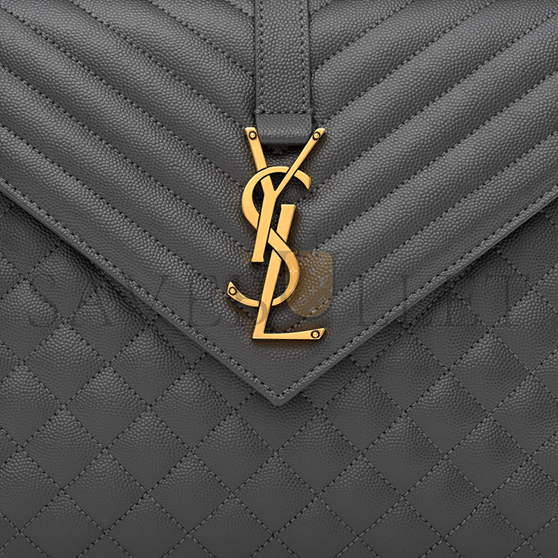 YSL ENVELOPE LARGE IN QUILTED GRAIN DE POUDRE EMBOSSED LEATHER 600166BOW971112 (31*22*7.5cm)